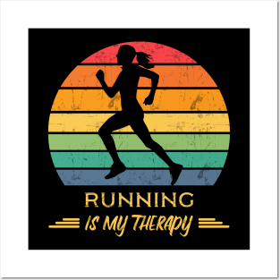 Running is my therapy Posters and Art